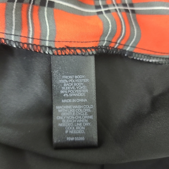 Express 3/4 Sleeve Plaid Blouse Size Large Black Red - Picture 4 of 5